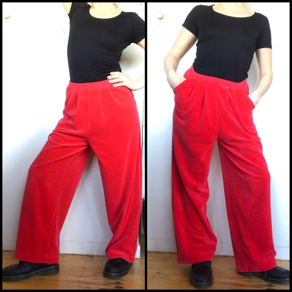 Sonia Rykiel Pants - Sonia Rykiel Red Velour Lounge Pants S